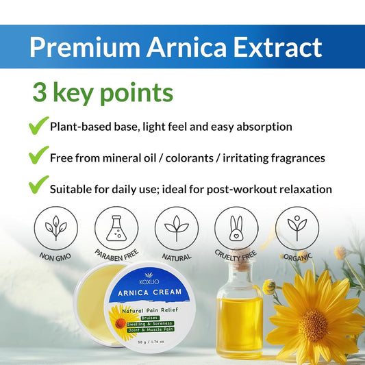 KOXUO Arnica Oil aroma close-up, natural scent supports calm skincare.