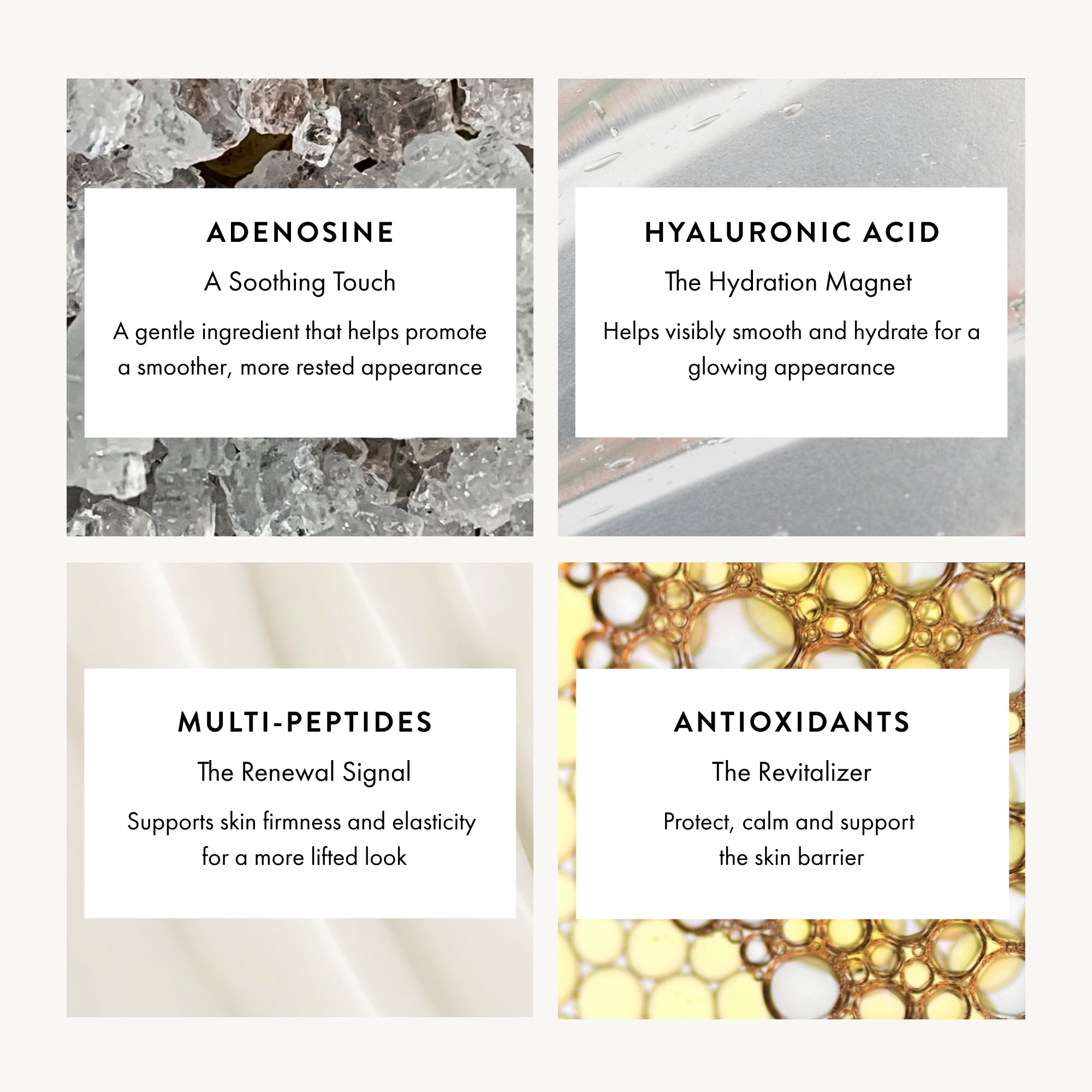 Infused with adenosine and hyaluronic acid for hydration.