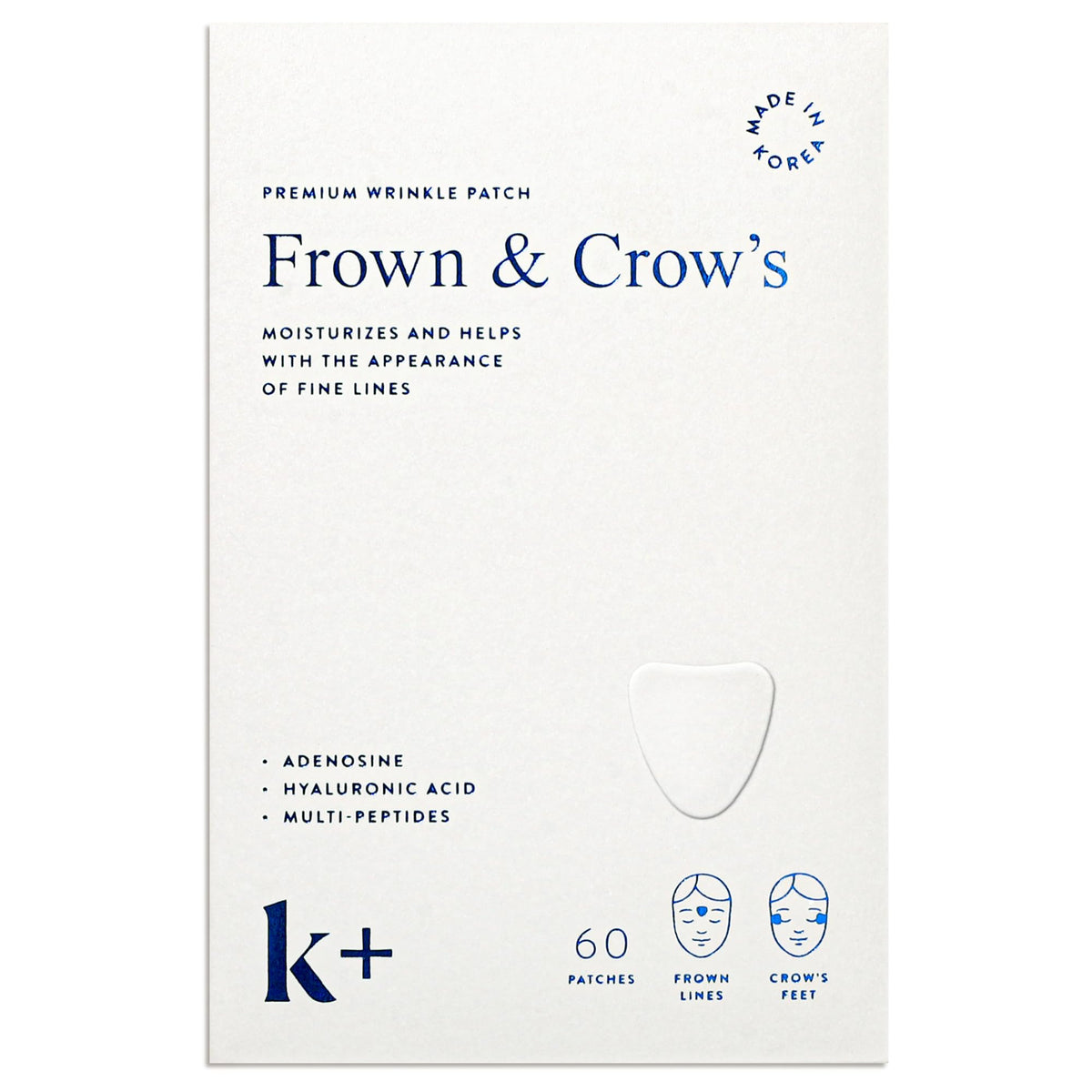 KPLUS wrinkle patches applied to forehead for smoother morning look.