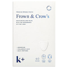 KPLUS wrinkle patches applied to forehead for smoother morning look.