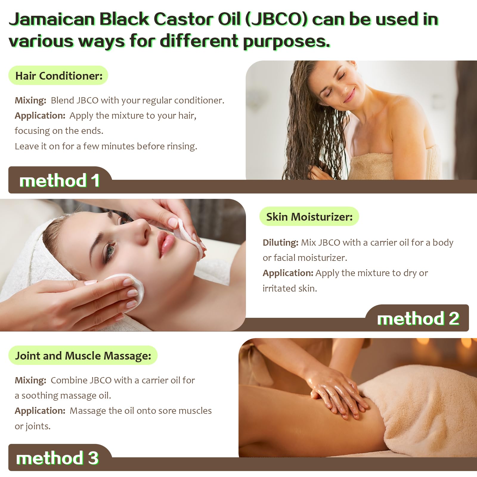 KPNEMA Jamaican Black Castor Oil on hair application boosts shine