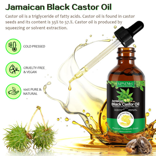 KPNEMA Jamaican Black Castor Oil pour for quick scalp nourishment