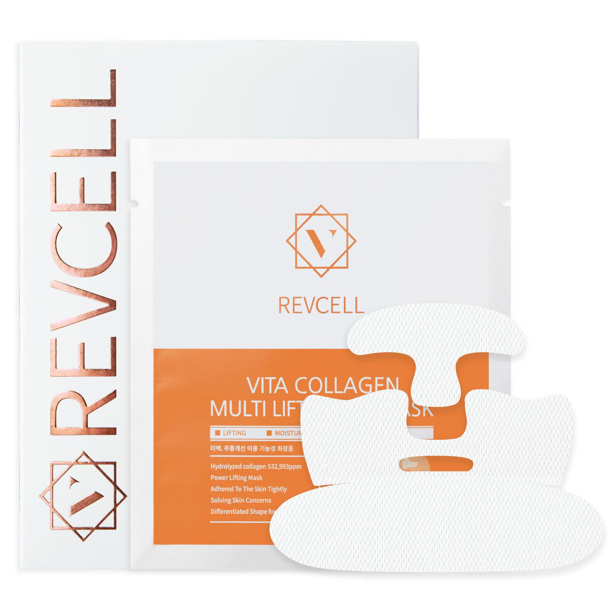 KPRODUCT4U Revcell Vita Collagen Full Face Mask close-up showing firming and hydration benefits.
