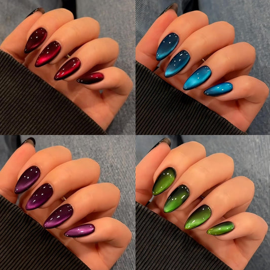 KQueenest red cat eye nails for bold style and at-home beauty.
