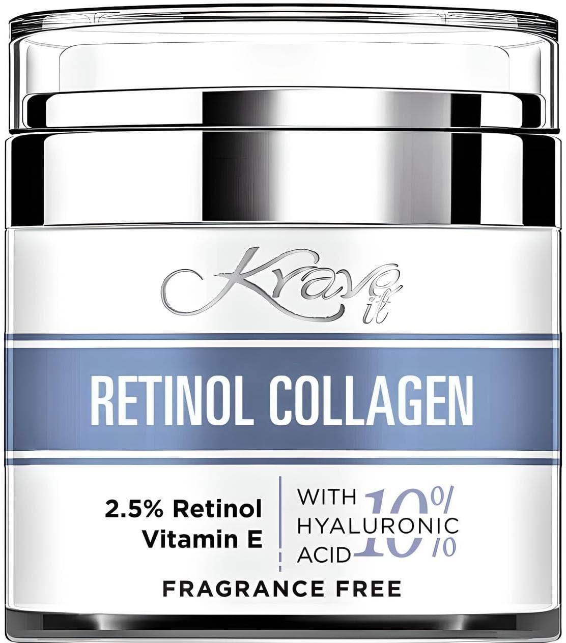 KRAVE IT Day & Night Cream bottle showcases retinol anti-aging benefits.