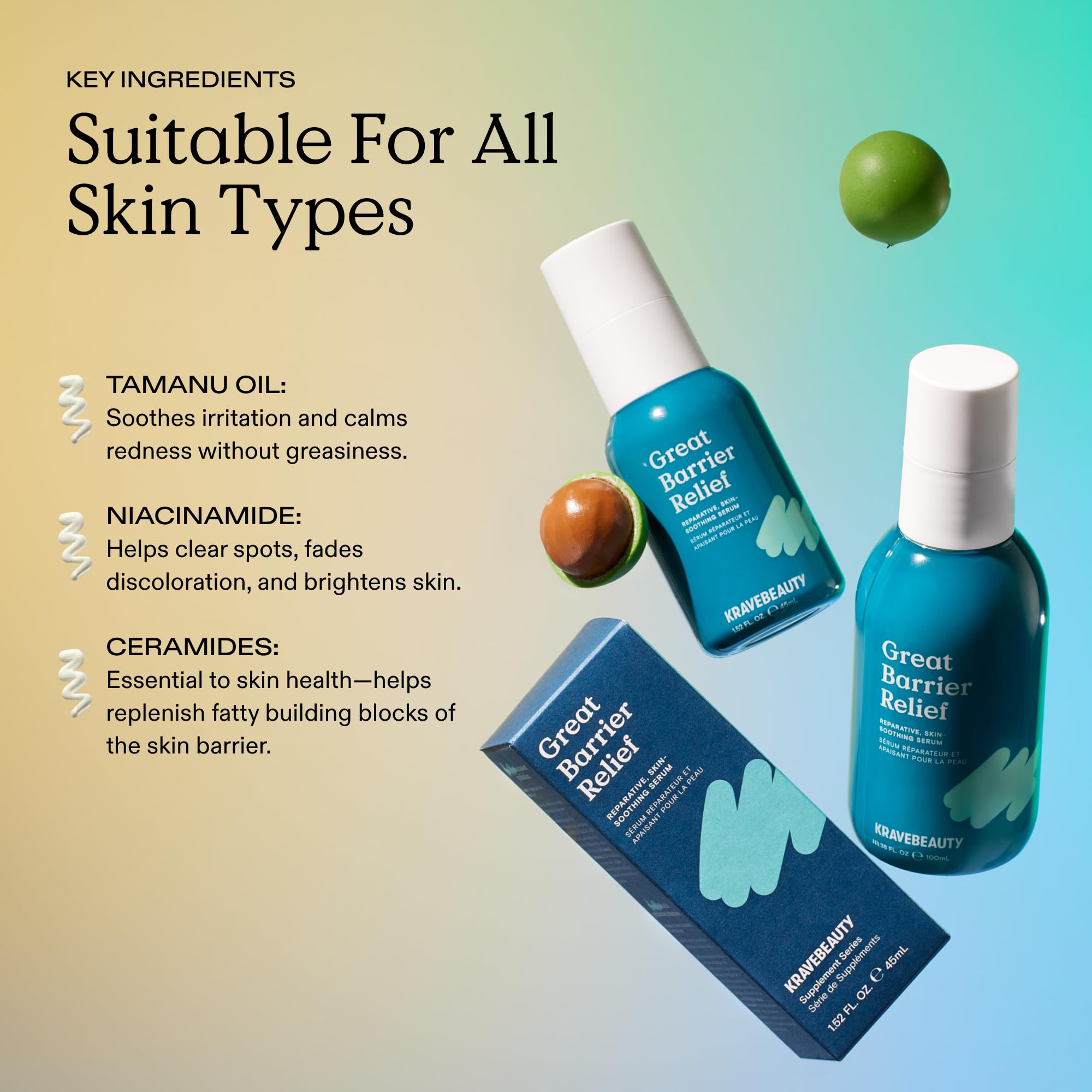 Eco-friendly recyclable packaging for KraveBeauty Great Barrier Relief Serum.