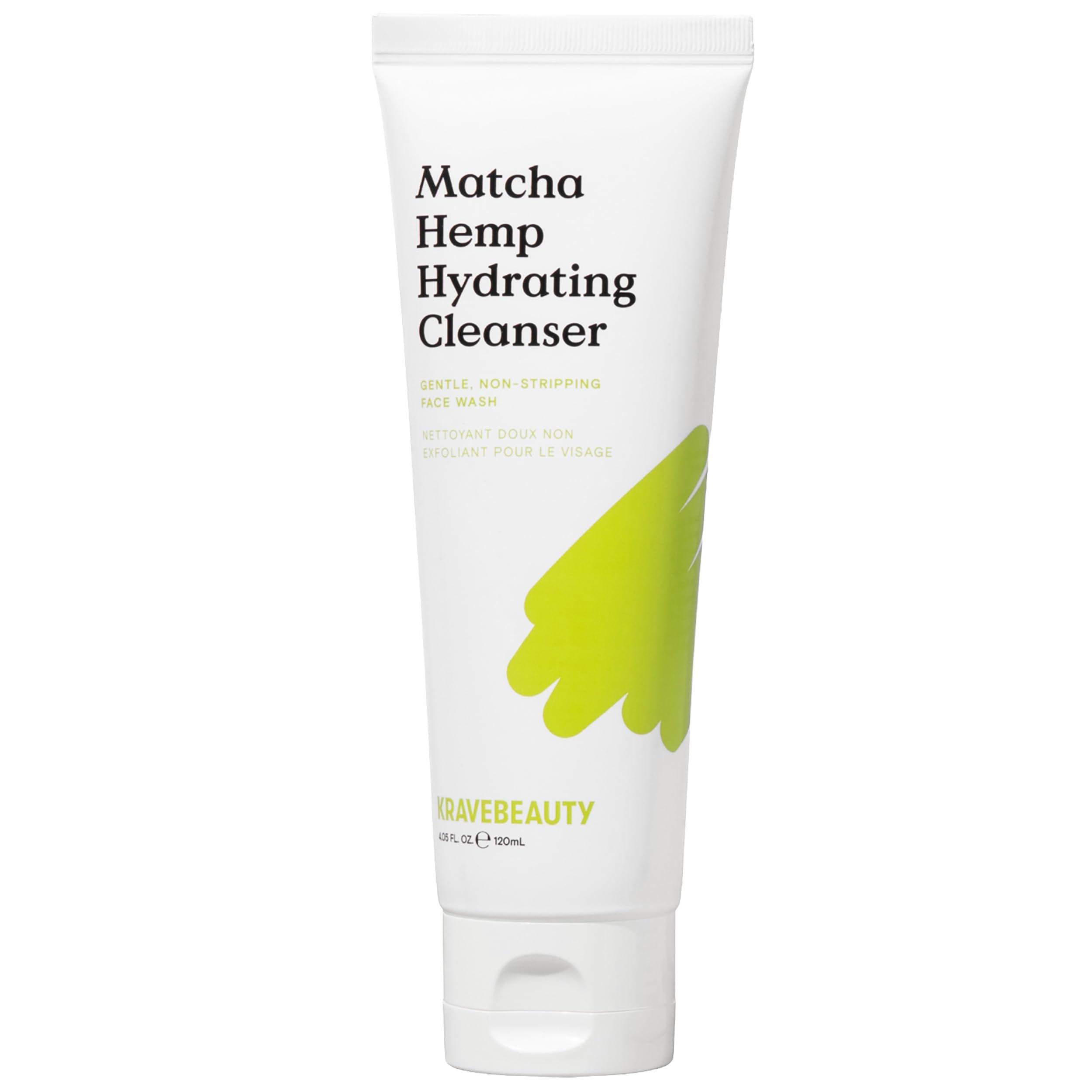 KraveBeauty Matcha Hemp Hydrating Cleanser bottle front for gentle daily cleanse.