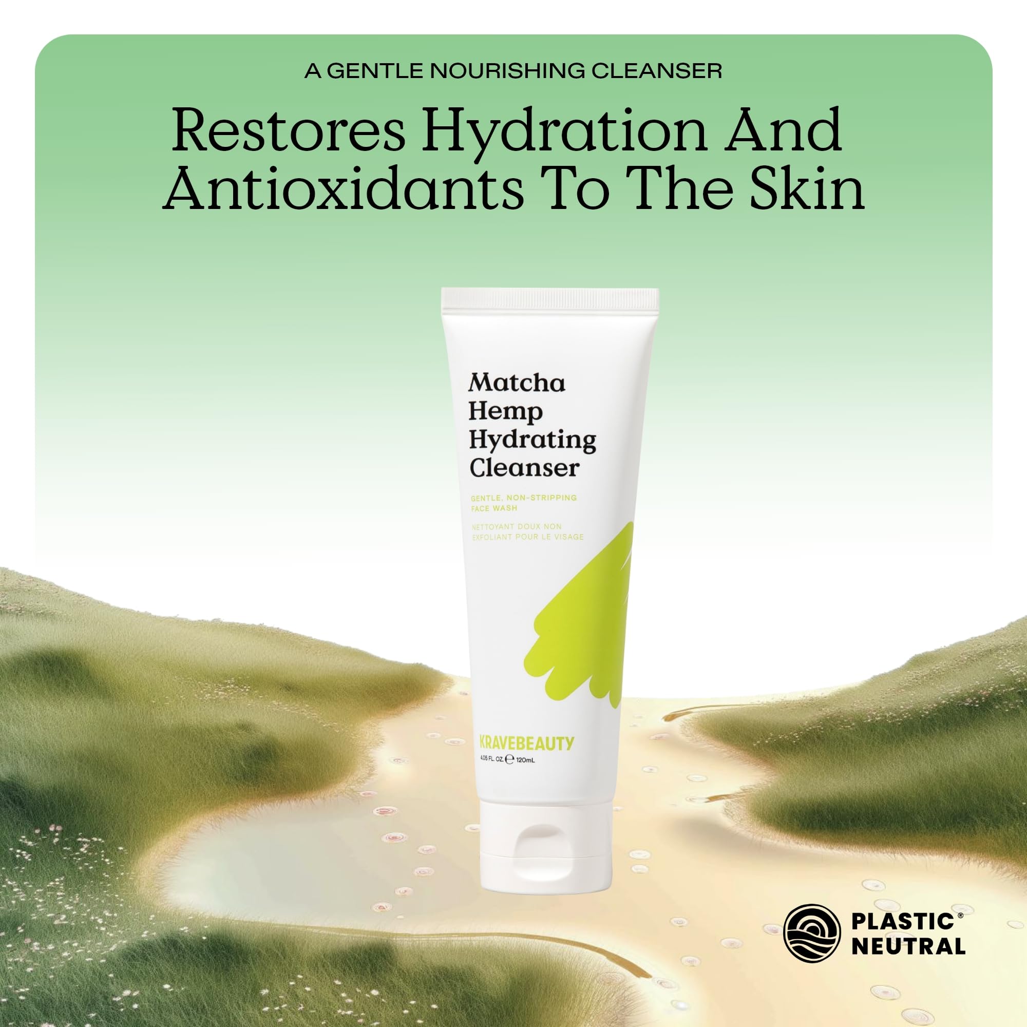 Creamy lather shows non-stripping hydration during cleansing.