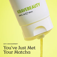 KraveBeauty cleanser pump demonstrates easy application of a dime-sized amount.