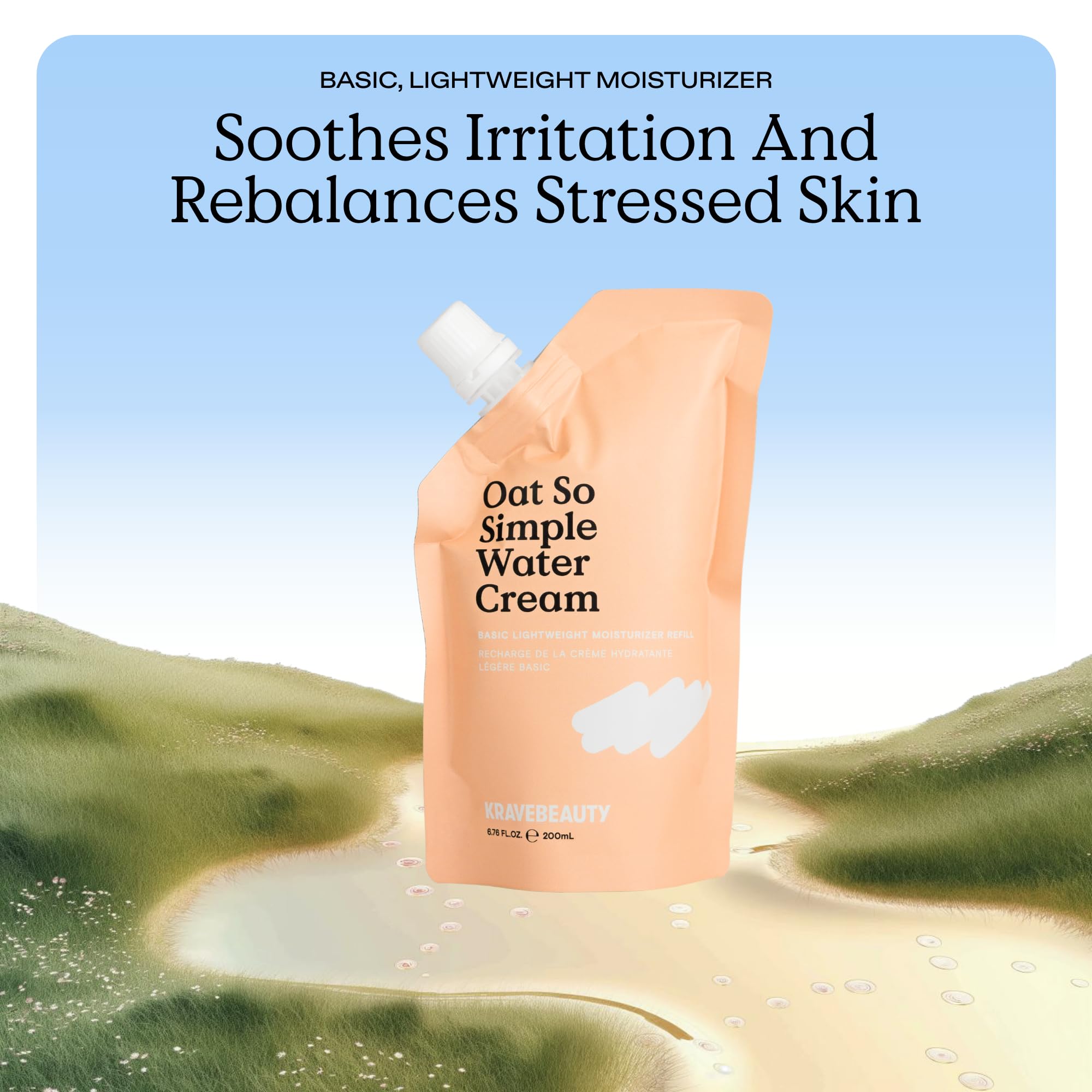 KraveBeauty Oat So Simple Water Cream on skin shows quick absorption for busy mornings