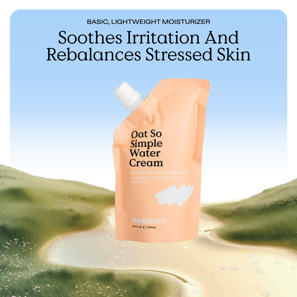 KraveBeauty Oat So Simple Water Cream on skin shows quick absorption for busy mornings