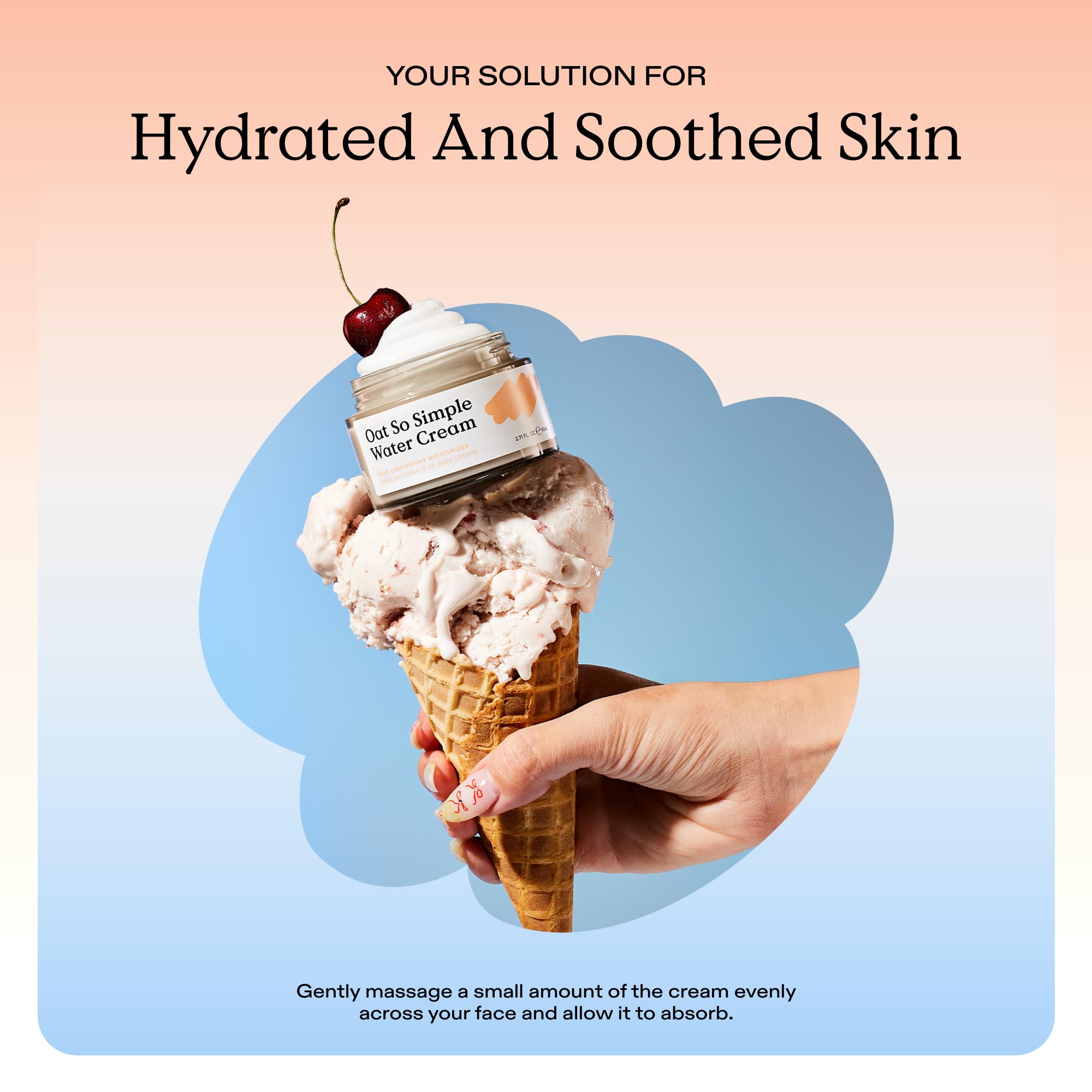 KraveBeauty Oat So Simple Water Cream usage demo shows gentle massage