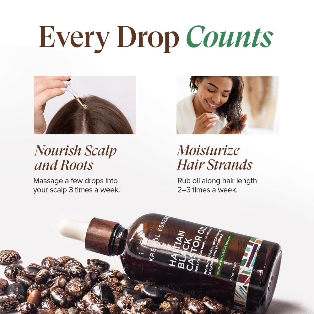 KREYÒL ESSENCE oil applied to scalp for nourishing massage.