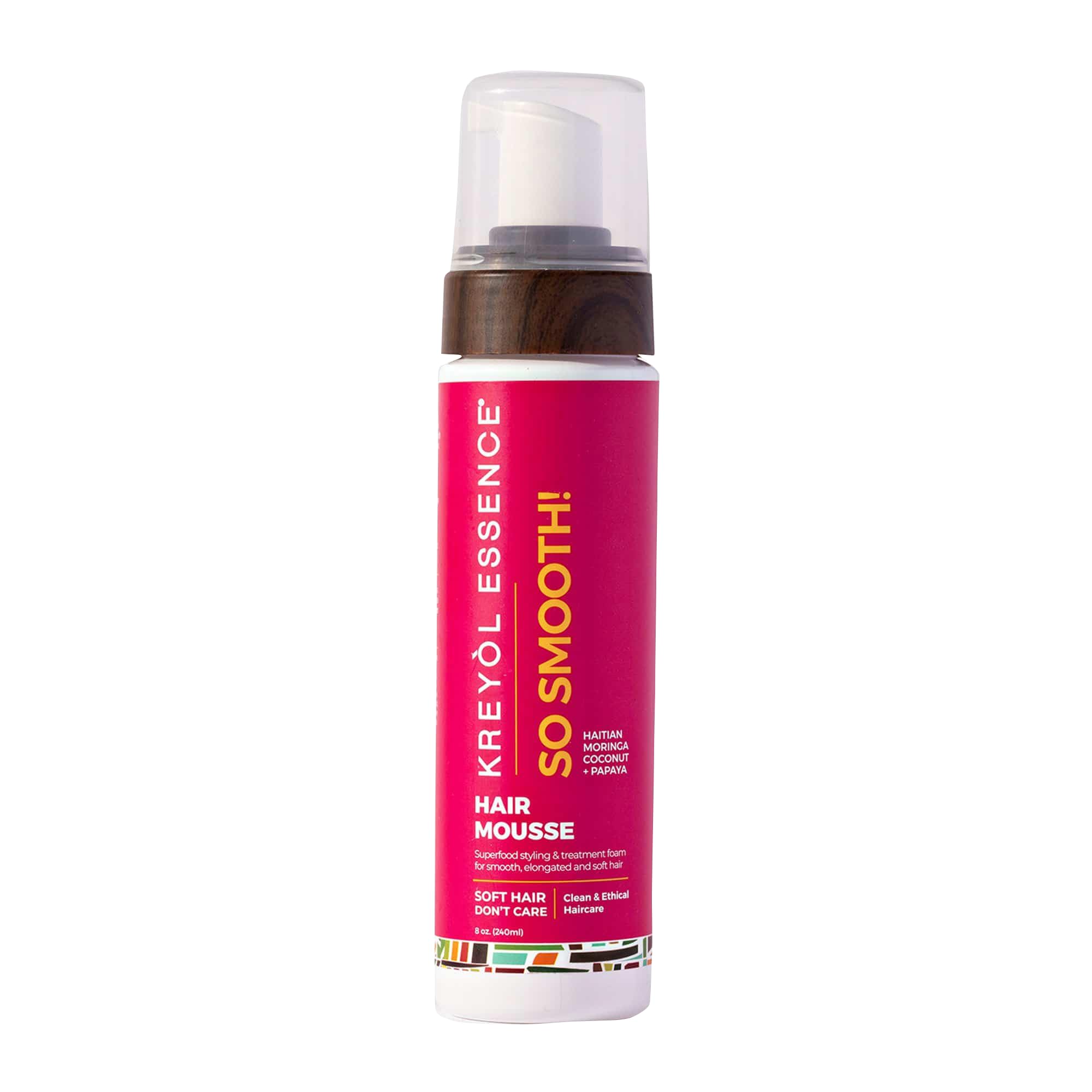 Kreyol Essence Moringa Styling Mousse bottle showing soft hold