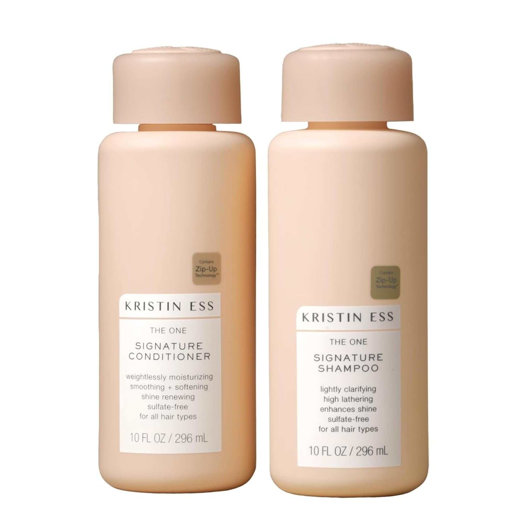 Kristin Ess One Signature shampoo bottle showing clarifying lather for daily cleanse