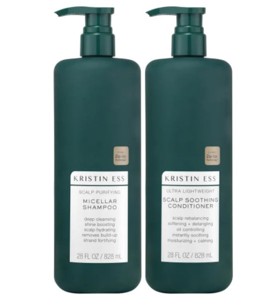 Kristin Ess Scalp Purifying Micellar Shampoo bottle for a refreshing cleanse and scalp balance.