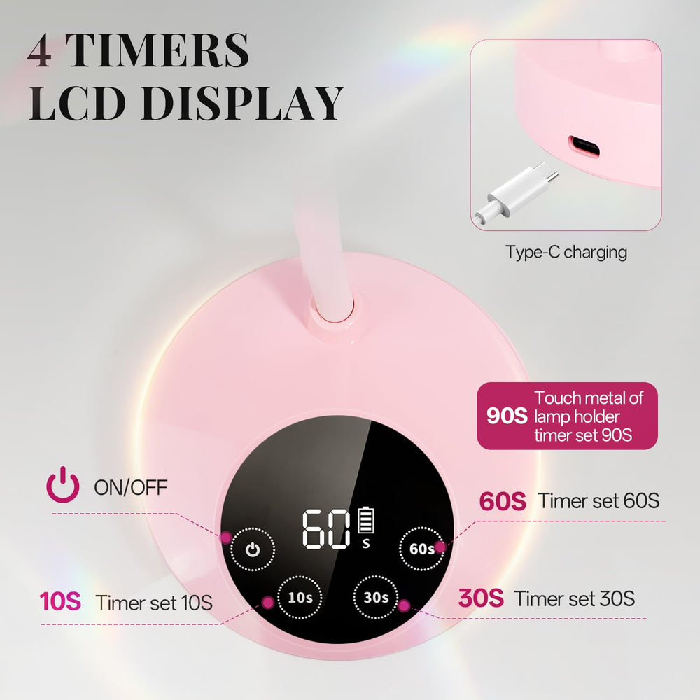 Krofaue 12W UV nail lamp cordless use up to six hours on battery.