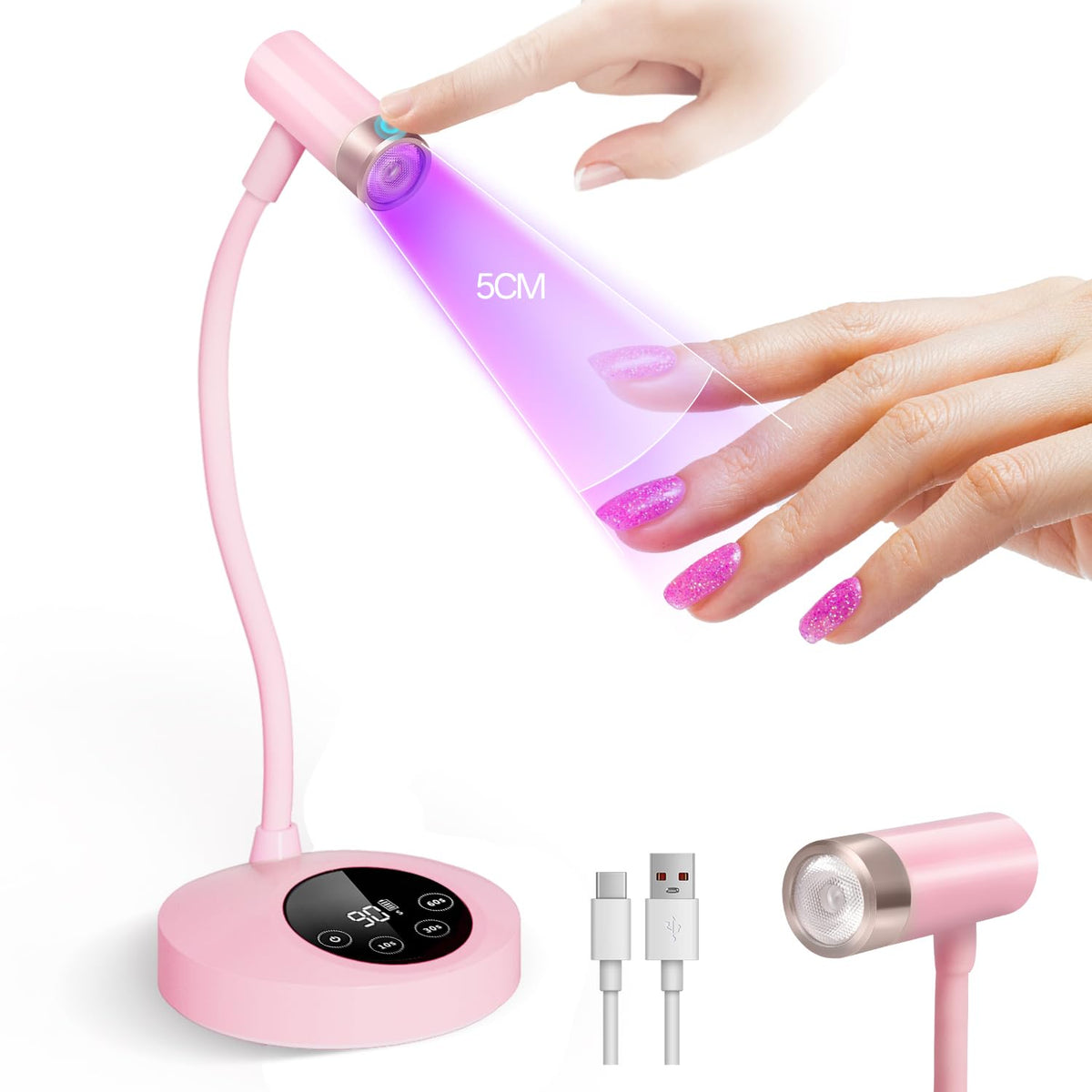 Krofaue 12W UV nail lamp front view with auto-sensing for quick gel curing.
