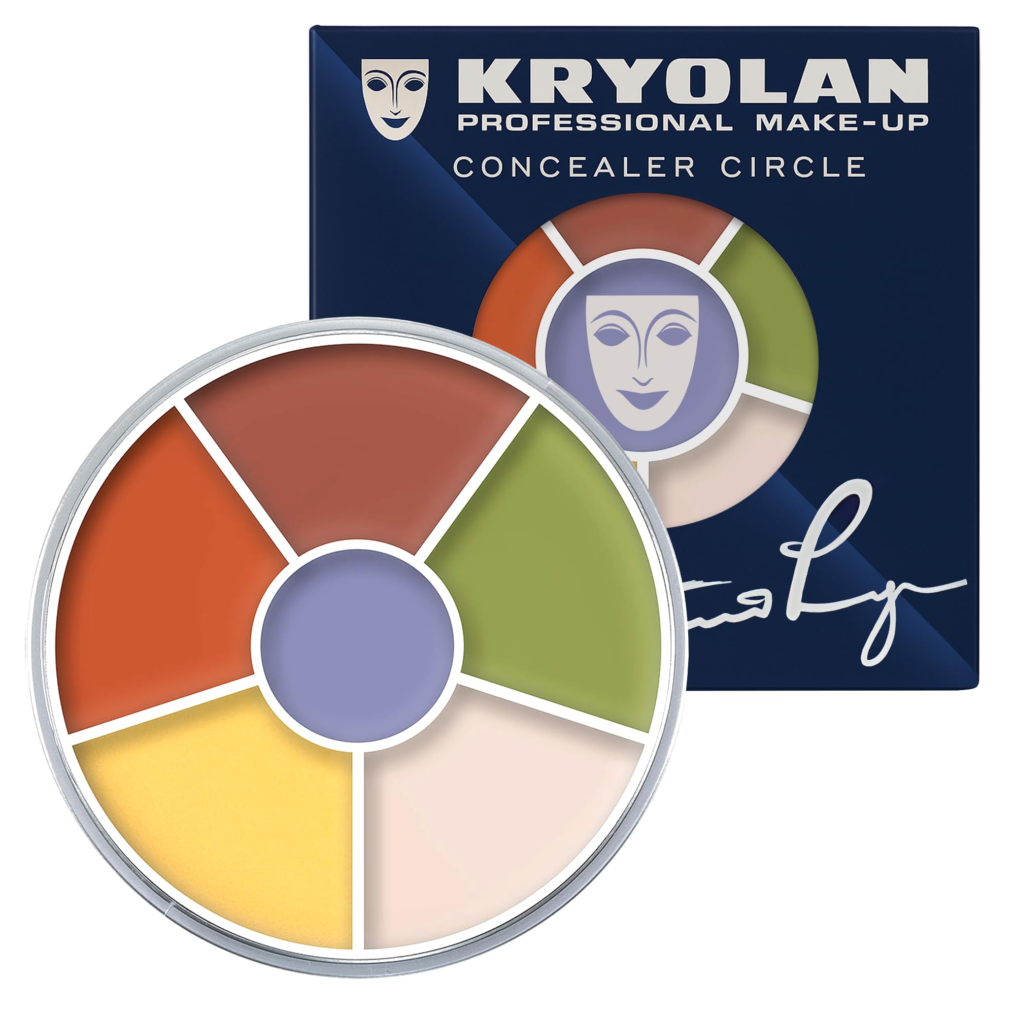 Kryolan Concealer Circle N swatches show six-color palette for versatile coverage.