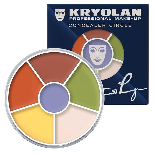 Kryolan Concealer Circle N swatches show six-color palette for versatile coverage.