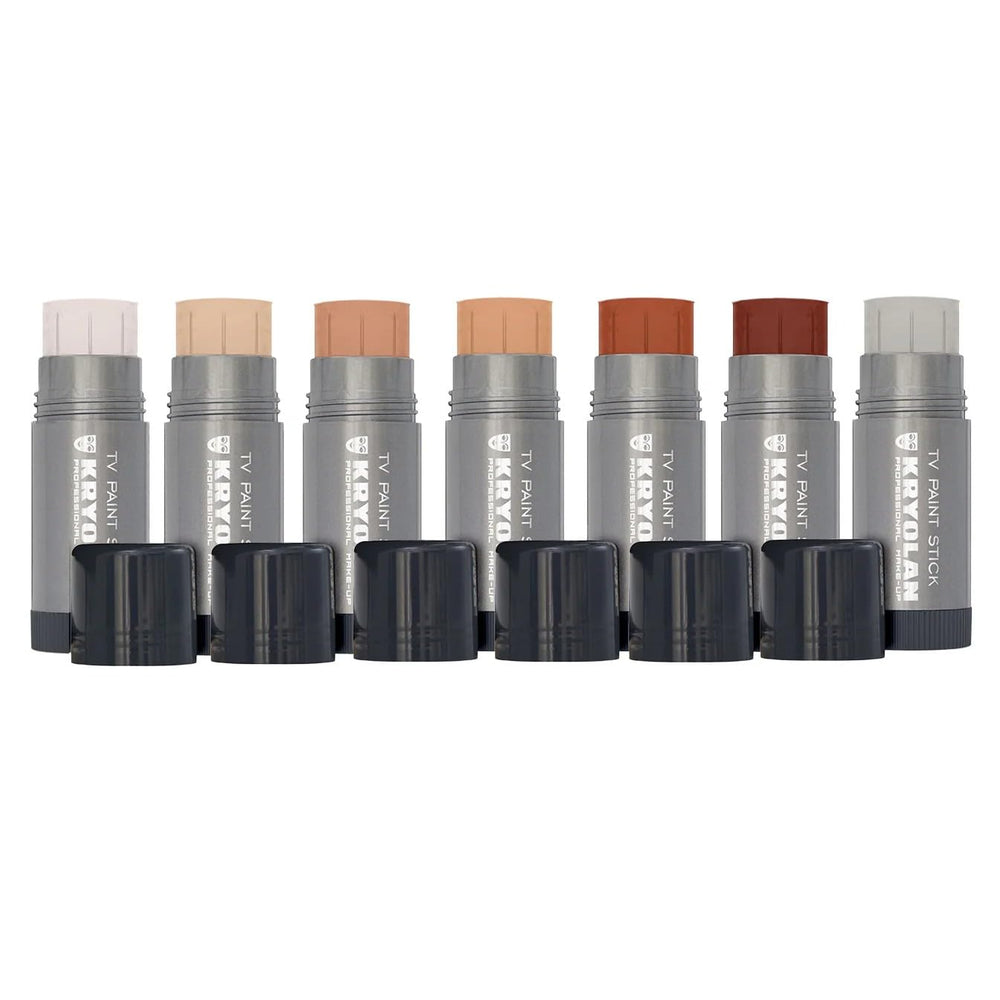 Kryolan TV Paint Stick Shibui application shows seamless, skin-like finish.