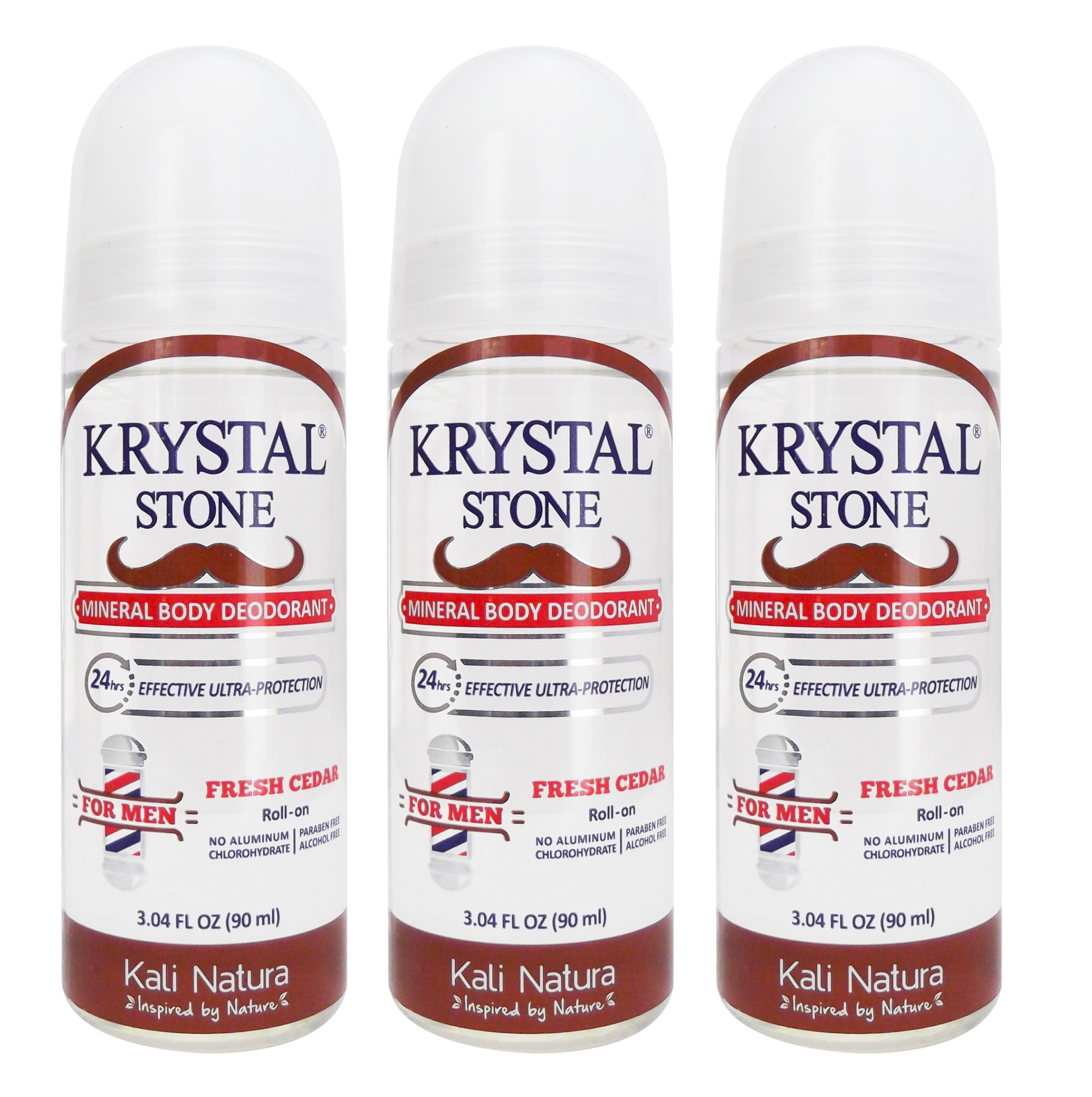 KRYSTAL STONE Fresh Cedar roll-on bottle provides natural odor protection for daily wear.