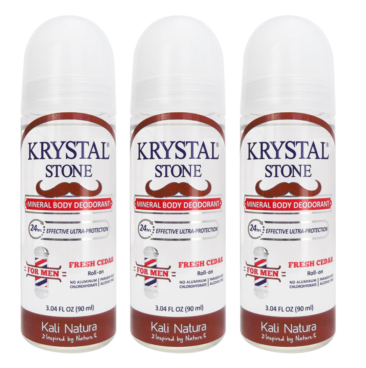 KRYSTAL STONE Fresh Cedar roll-on bottle provides natural odor protection for daily wear.