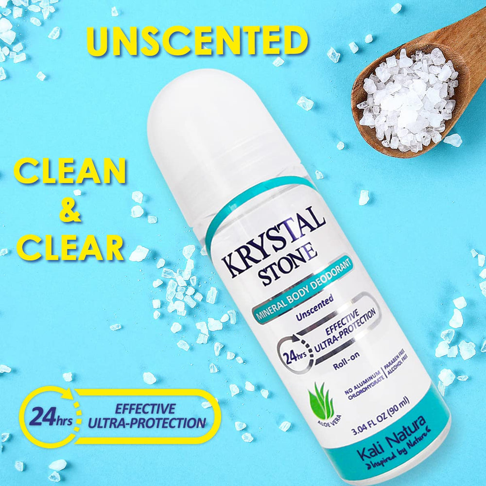 KRYSTAL STONE Lemongrass roll-on bottle delivers citrusy brightness for energetic mornings.