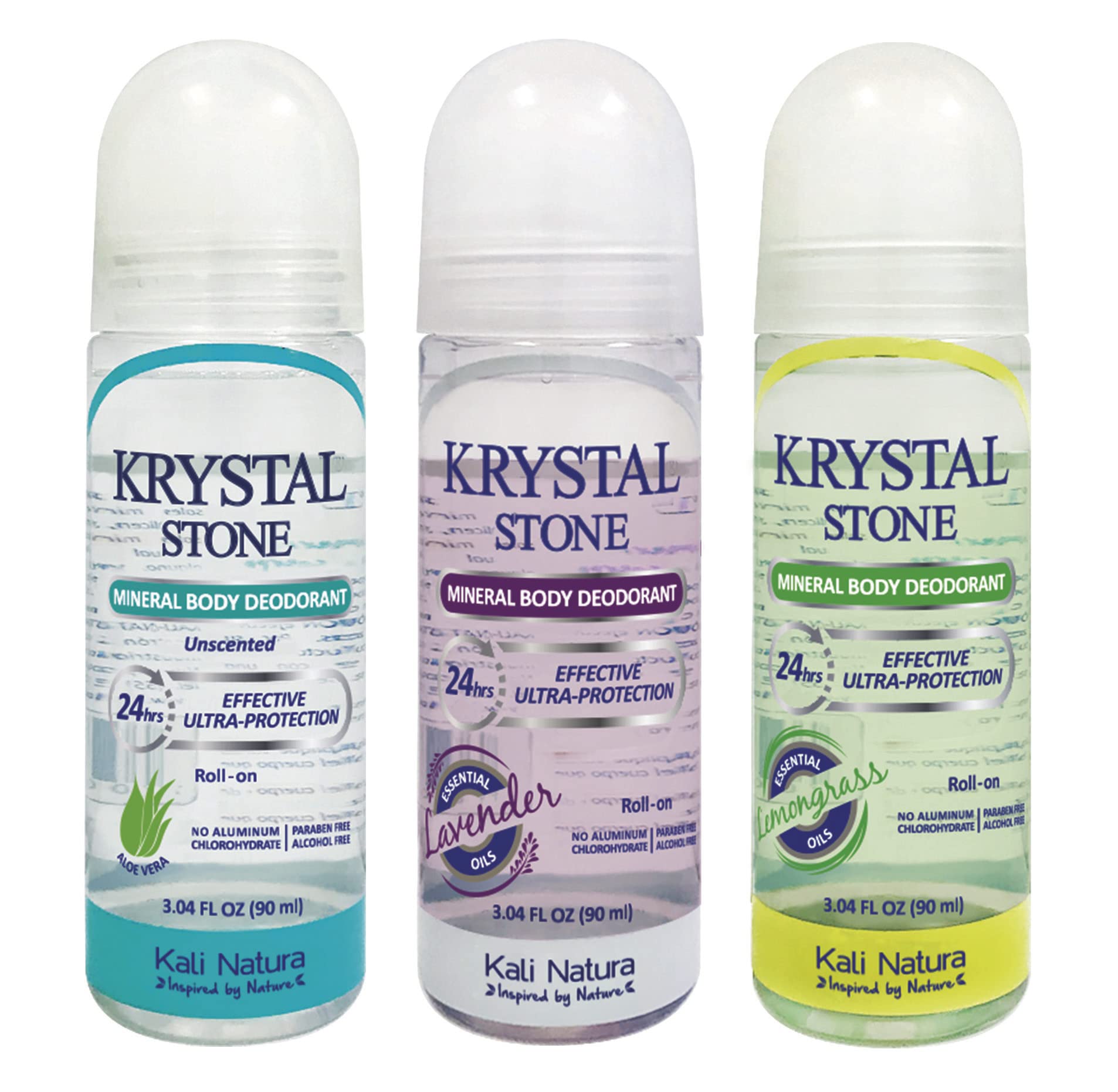 KRYSTAL STONE Unscented roll-on bottle provides gentle odor protection for sensitive skin.