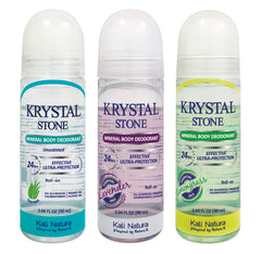 KRYSTAL STONE Unscented roll-on bottle provides gentle odor protection for sensitive skin.