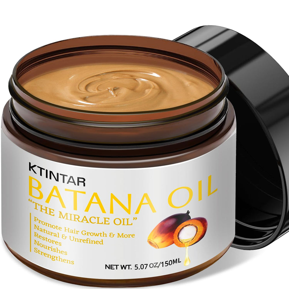 Ktintar Batana Oil bottle on shelf highlighting natural hair nourishment and shine.