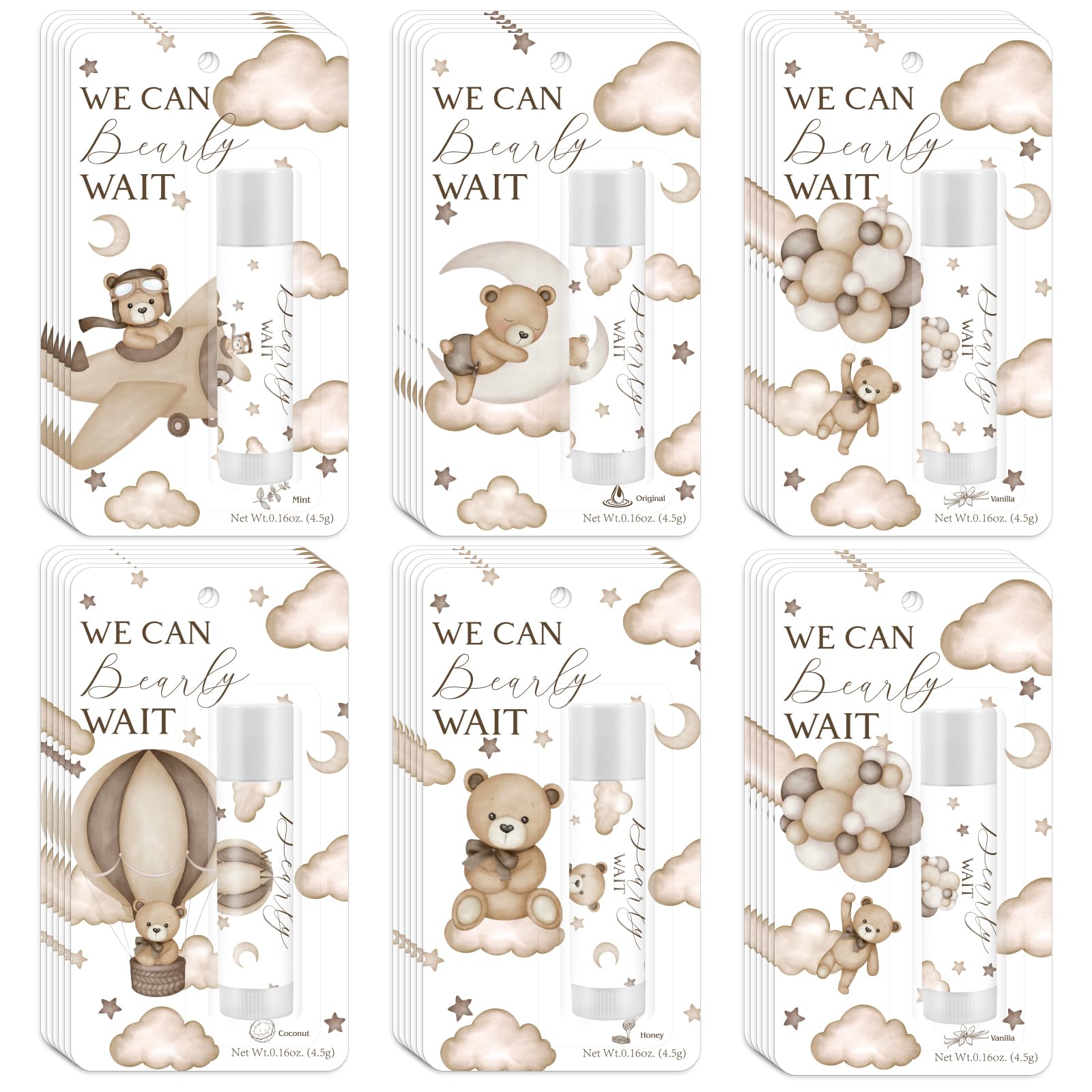Kuabiz We Can Bearly Wait lip balm 30 pack ideal for party favors.