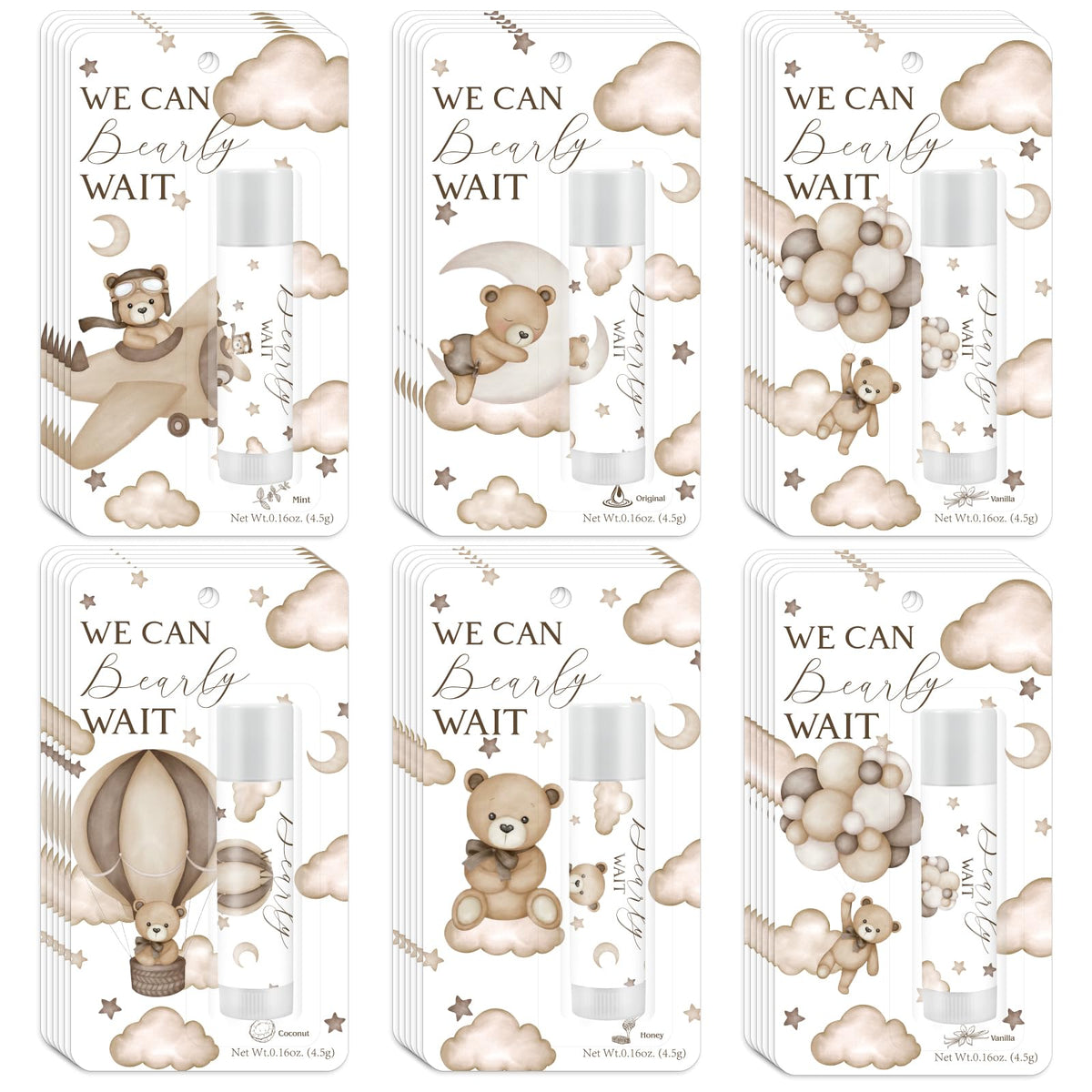 Kuabiz We Can Bearly Wait lip balm 30 pack ideal for party favors.