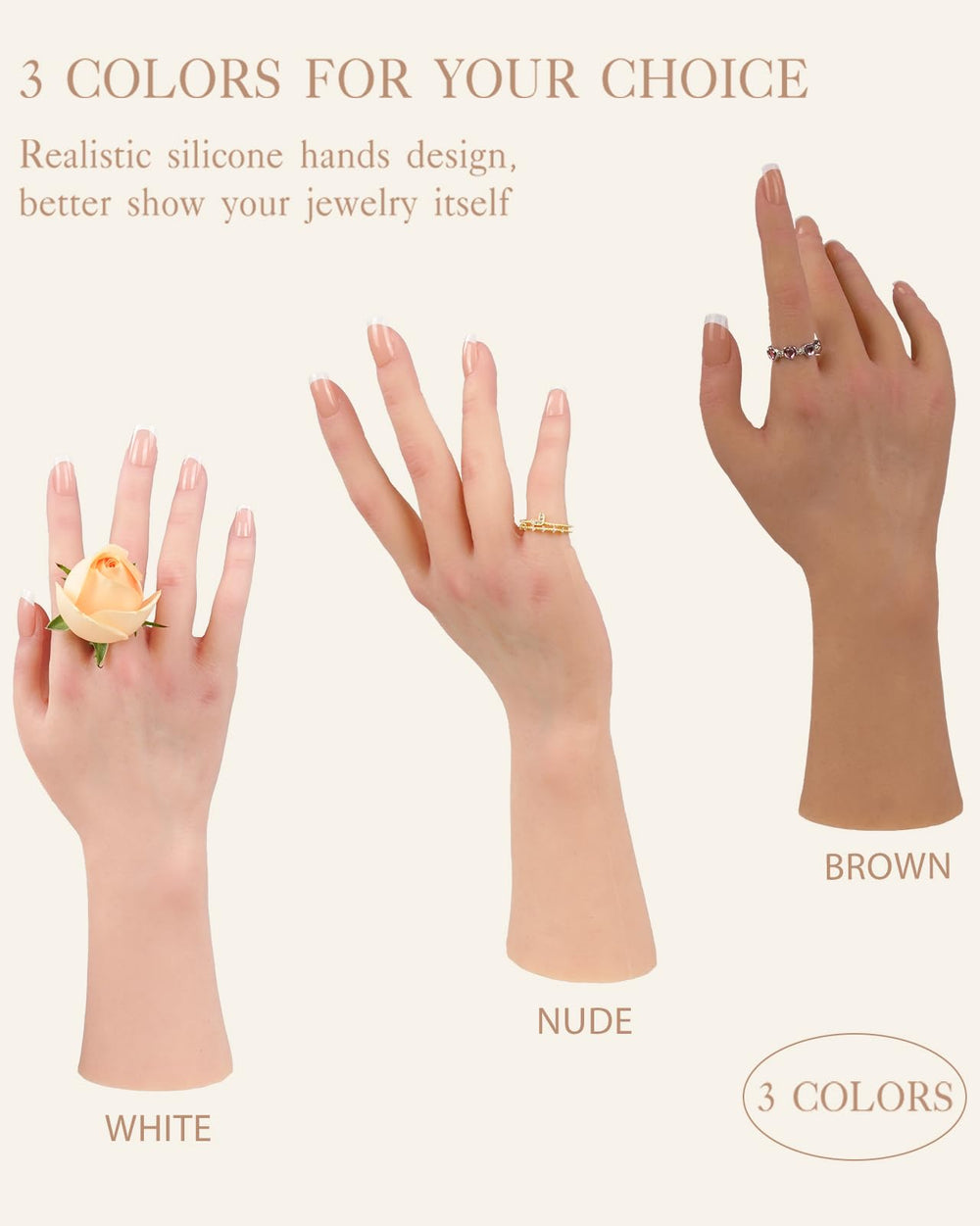 KUMIHO realistic silicone hand suitable for fashion accessories photography and display.