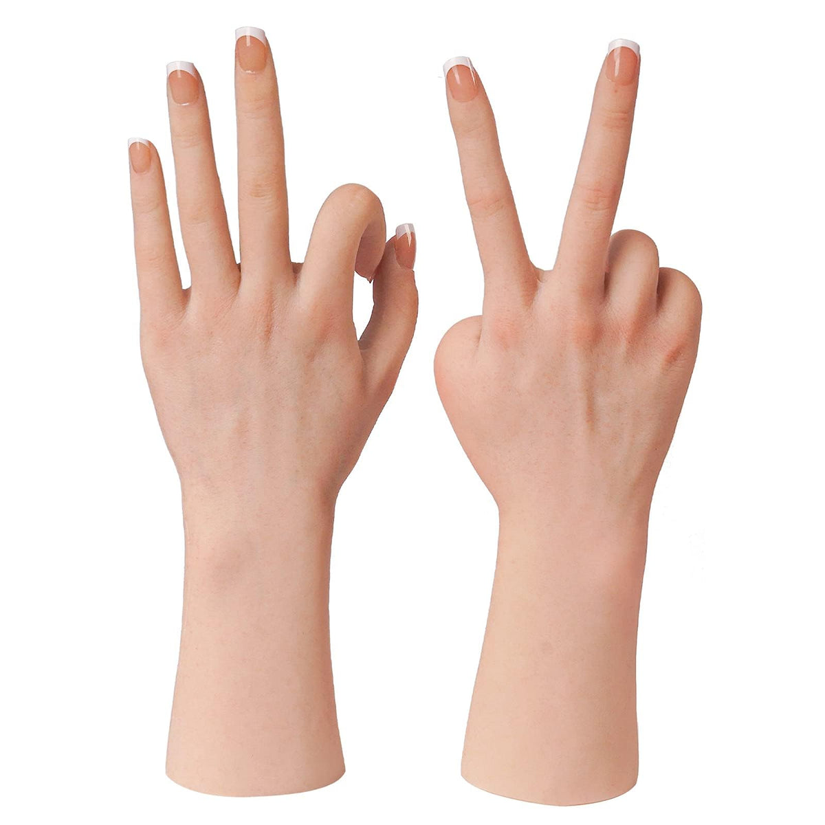 KUMIHO realistic silicone hand in white for jewelry display and photography.