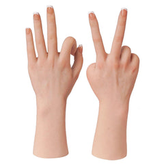 KUMIHO realistic silicone hand in white for jewelry display and photography.