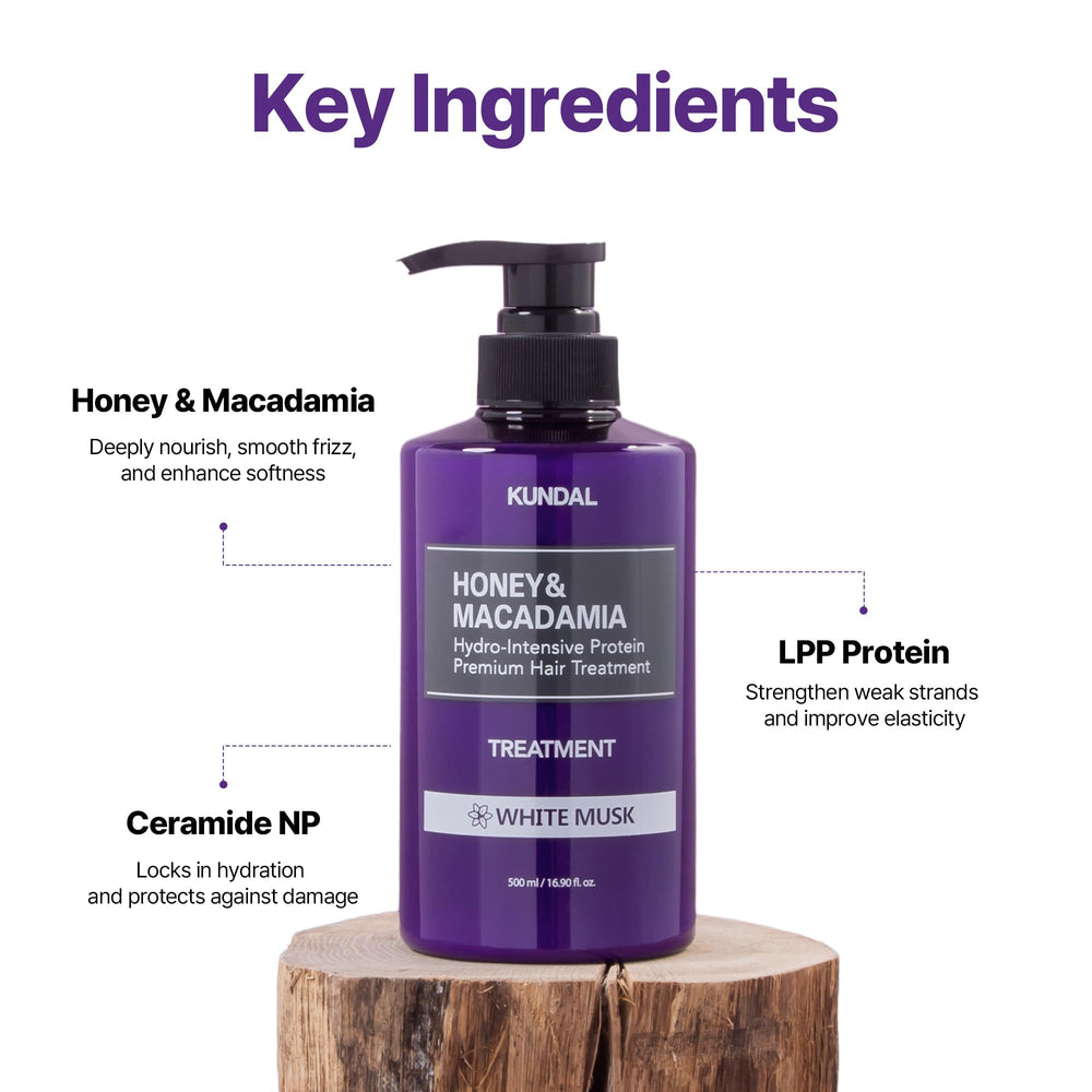 KUNDAL Baby Powder ingredients shot featuring honey, argan, and macadamia oils.