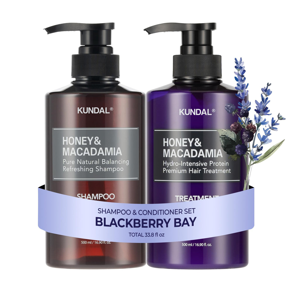 KUNDAL Blackberry Bay shampoo bottle featured, sulfate-free formula nourishes all hair types.