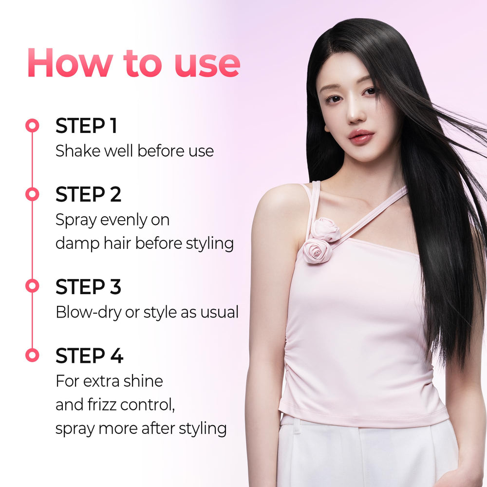 KUNDAL Hair Mist Serum in action on damp hair for light protection.
