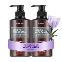 KUNDAL Honey & Macadamia shampoo bottle offers premium daily nourishment.