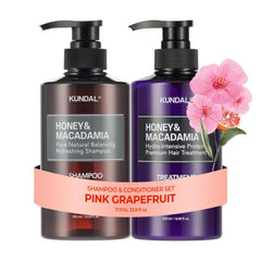 KUNDAL Pink Grapefruit shampoo bottle with refreshing scent for daily use
