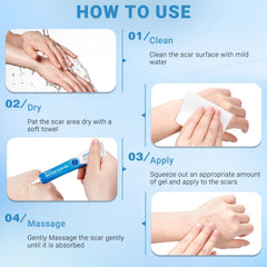 Kunyle silicone scar gel treating a burn scar with care