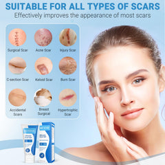 Kunyle silicone scar gel swatch on skin shows light absorption.