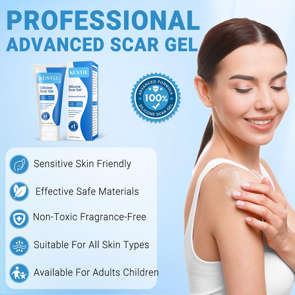 Close-up of Kunyle silicone scar gel texture for smooth application.