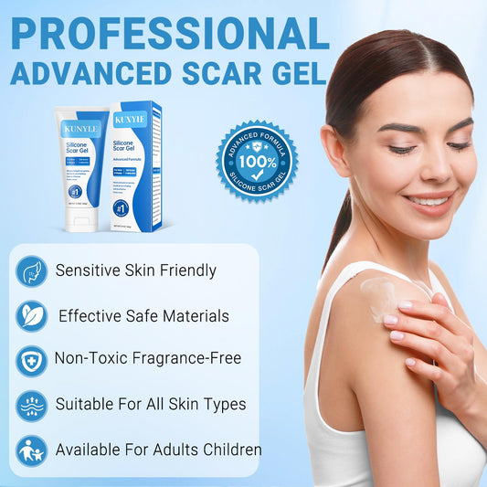 Close-up of Kunyle silicone scar gel texture for smooth application.