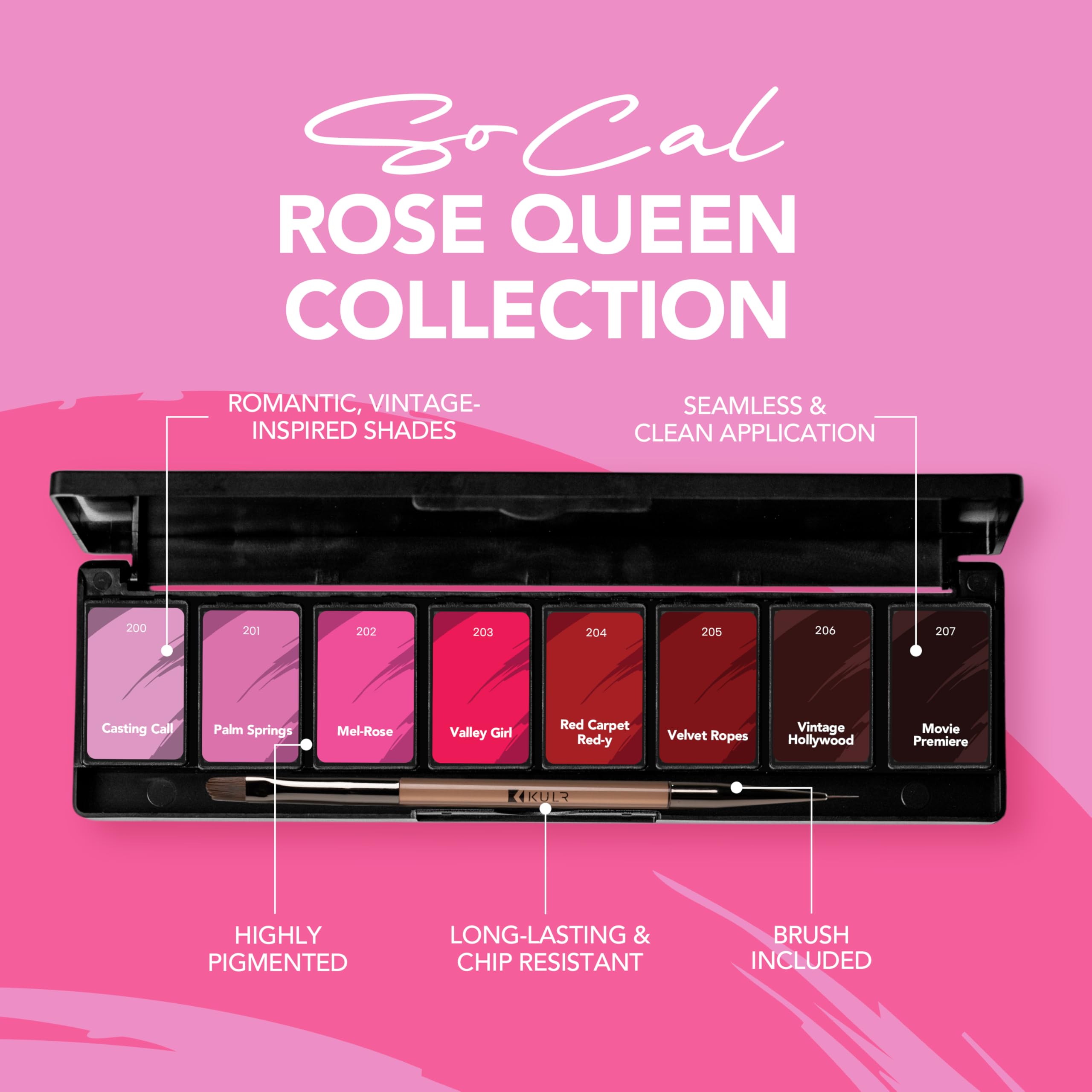 KUPA KULR Rose Queen brush included supports precise, clean application.