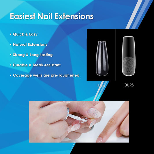 KUPA Soft Gel Tips Ultra Clear application demonstrates easy bonding with EnrichRx adhesive.