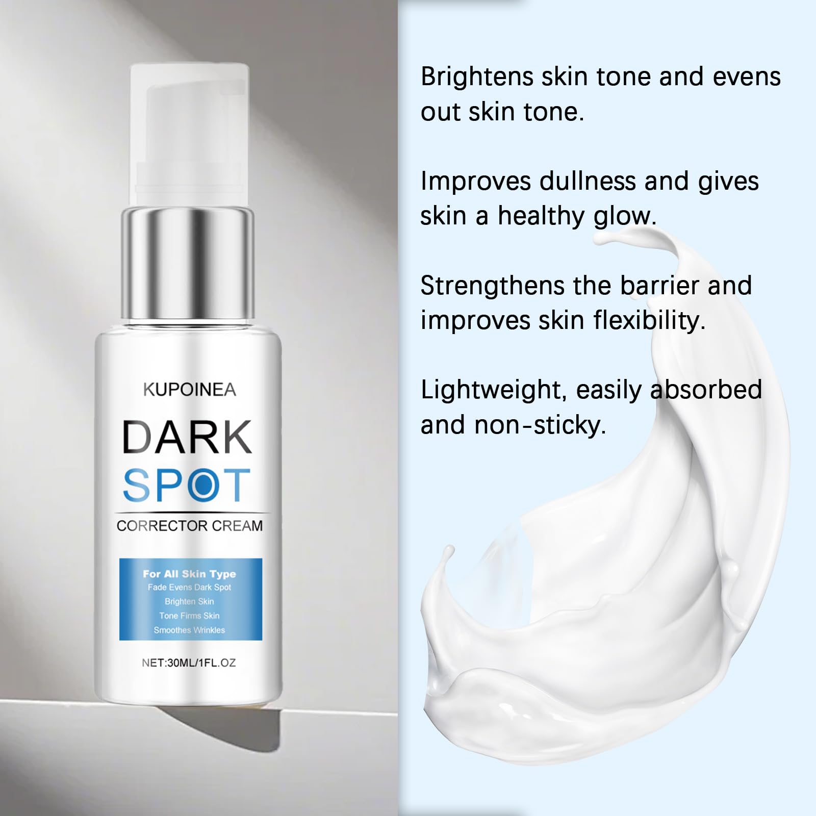 Close-up of KUPOINEA Retinol Cream texture highlighting creamy formula for daily use