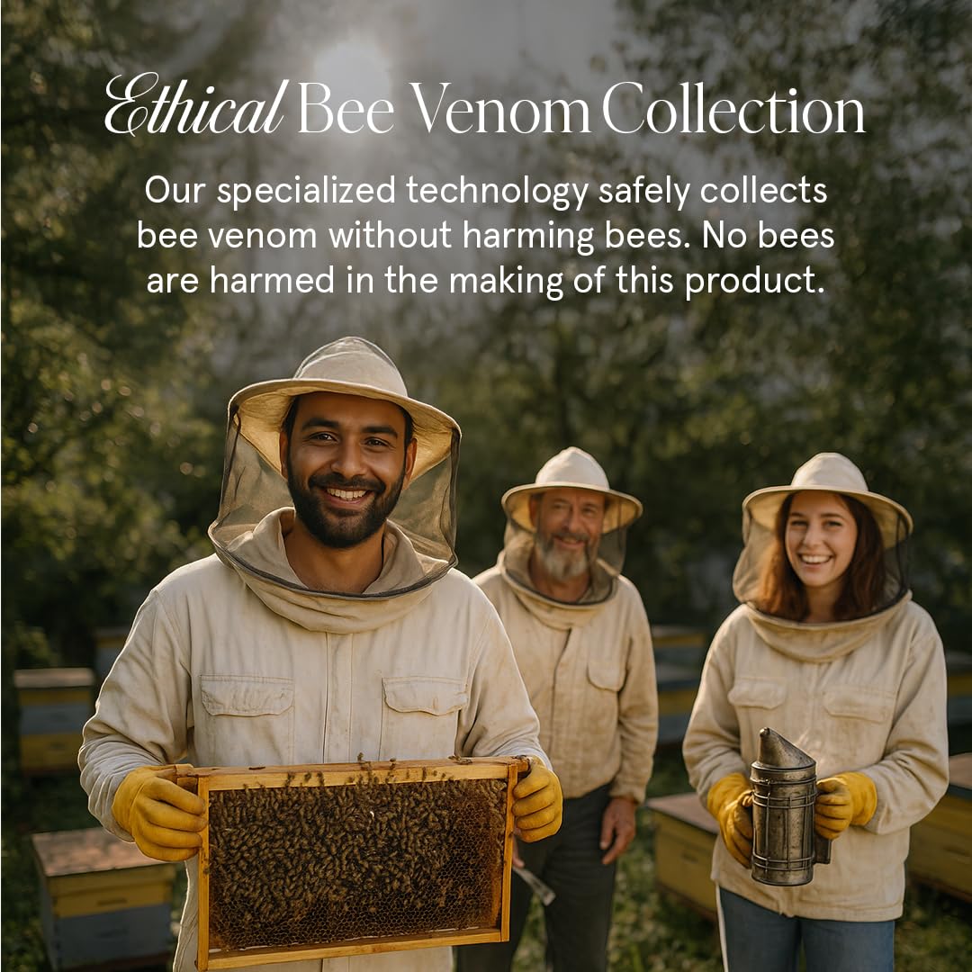 KUSHI Bee Venom Serum bottle with dropper illustrates easy nightly use