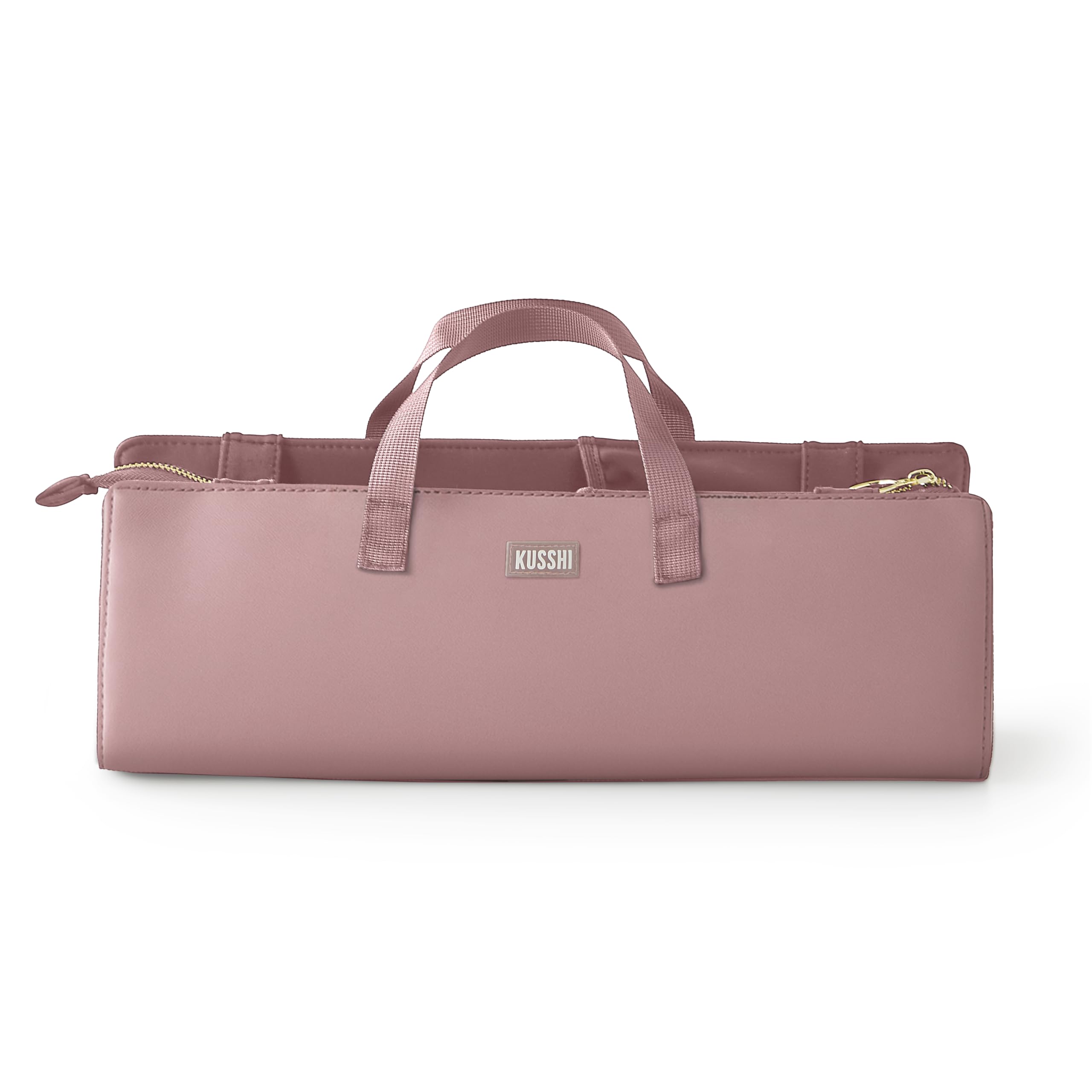 KUSSHI bag with elastic pockets keeps brushes secure on the go